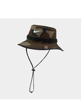 Nike Camo Bucket Hat with White Swoosh